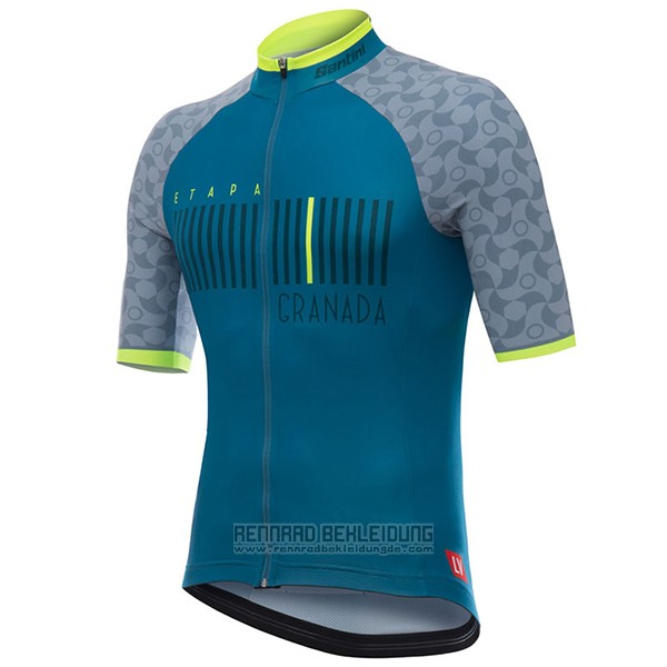 2017 Fahrradbekleidung Granada Vuelta Espana Blau Trikot Kurzarm und Tragerhose